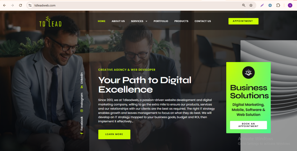 TD Lead Web website case study by Shams Develops